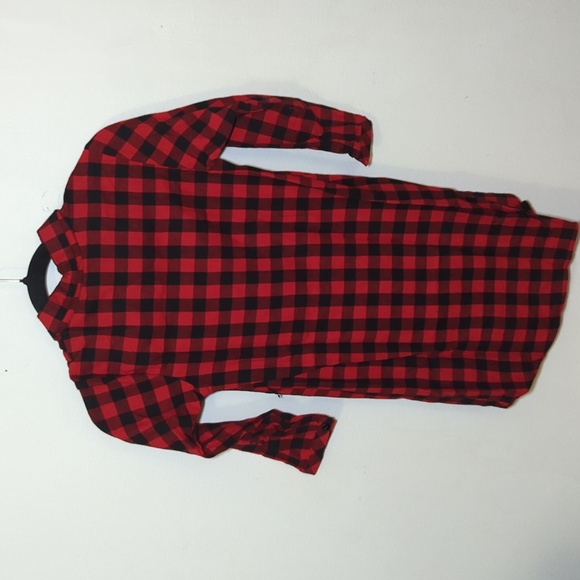 Bonnie Jean Red + Black Buffalo Plaid Shirt Dress Button Down Girls Size 10 - Picture 4 of 4